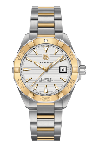 Tag Heuer Aquaracer Calibre 5 Automatic White Dial Two Tone Steel Strap Watch for Men - WAY2151.BD0912