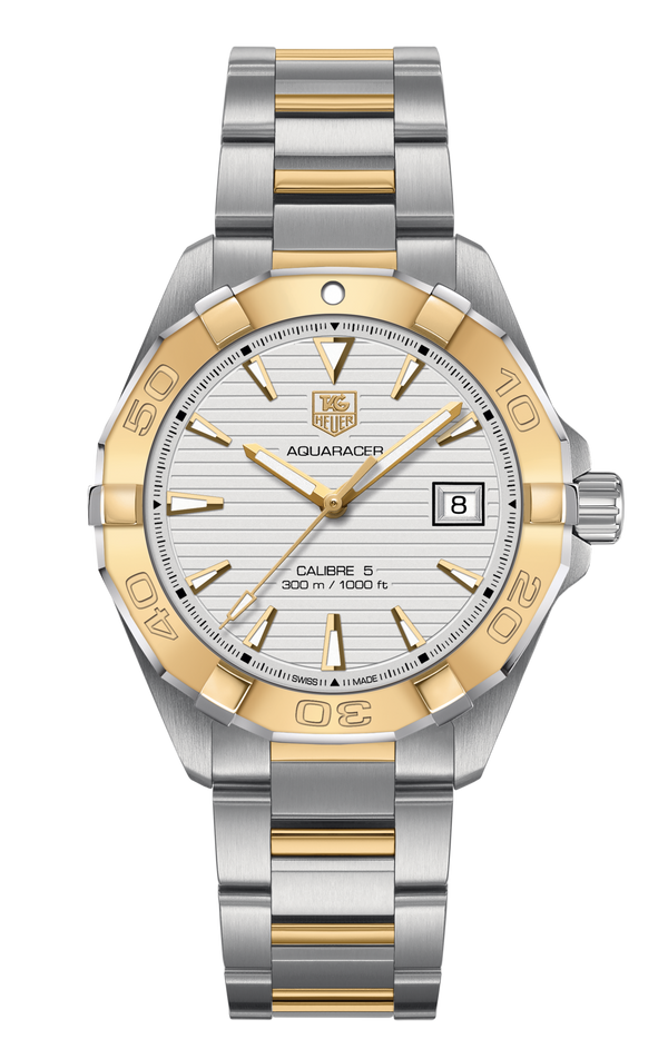 Tag Heuer Aquaracer Automatic White Dial Two Tone Steel Strap Watch for Men - WAY2151.BD0912
