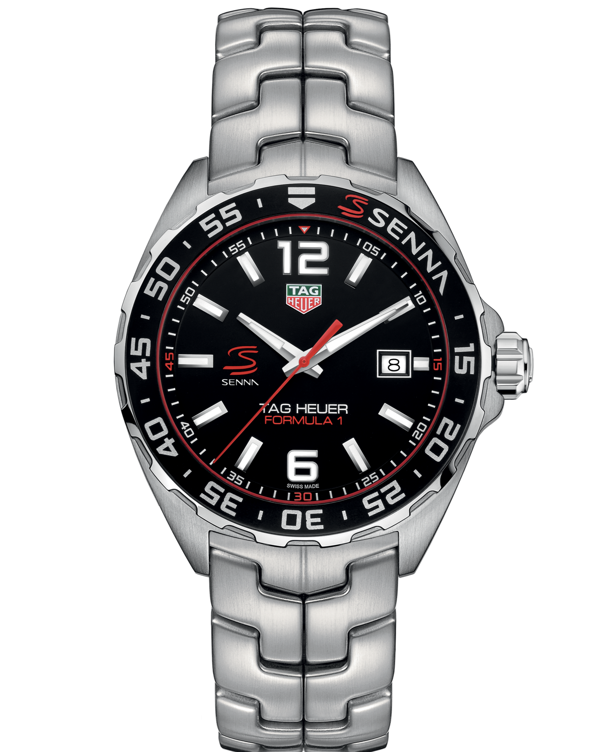 Tag Heuer Formula 1 Senna Limited Edition Black Dial Silver Steel Strap Watch for Men - WAZ1012.BA0883