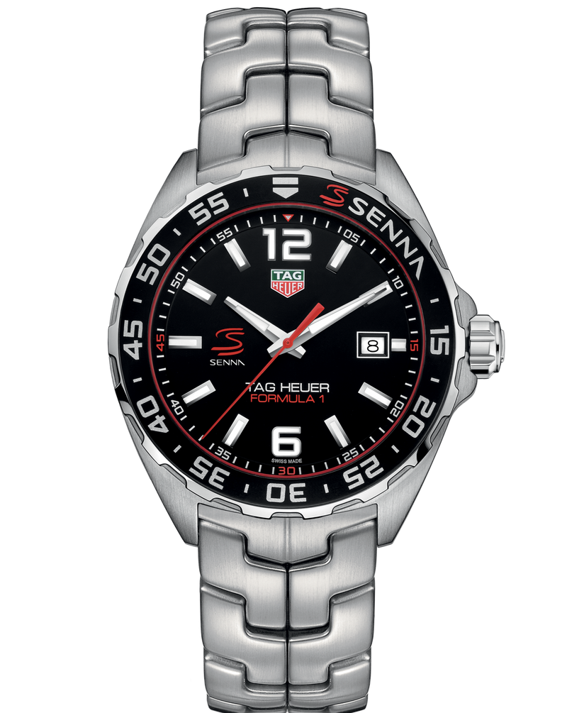 Shop Tag Heuer Formula 1 Senna Limited Edition Black Dial Silver Steel Strap Watch for Men - WAZ1012.BA0883 in USA