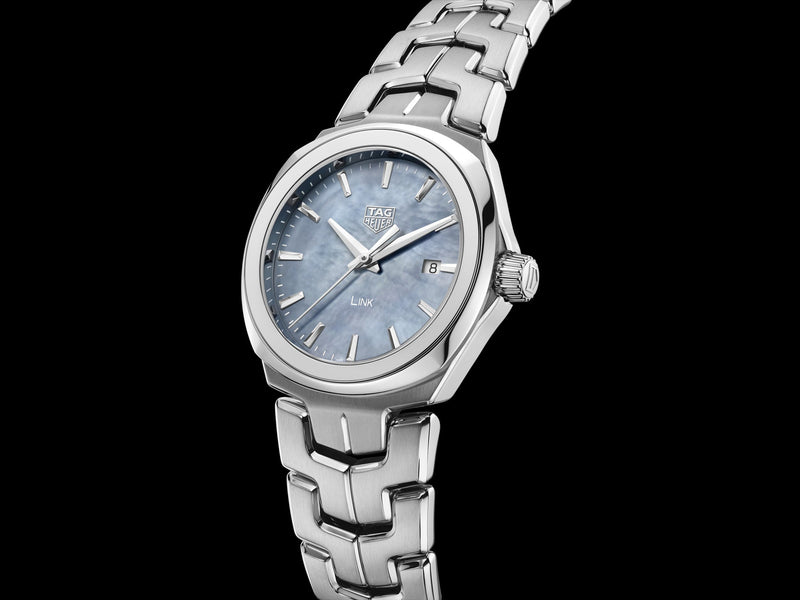 Shop Tag Heuer Link Quartz Mother of Pearl Dial Silver Steel Strap Watch for Women - WBC1311.BA0600 in USA