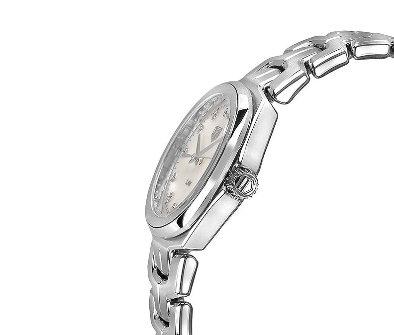 Shop Tag Heuer Link Quartz Diamonds Mother of Pearl Dial Silver Steel Strap Watch for Women - WBC1312.BA0600 in USA