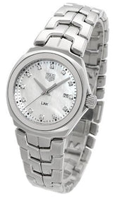 Shop Tag Heuer Link Quartz Diamonds Mother of Pearl Dial Silver Steel Strap Watch for Women - WBC1312.BA0600 in USA