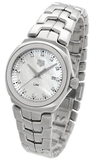 Shop Tag Heuer Link Quartz Diamonds Mother of Pearl Dial Silver Steel Strap Watch for Women - WBC1312.BA0600 in USA