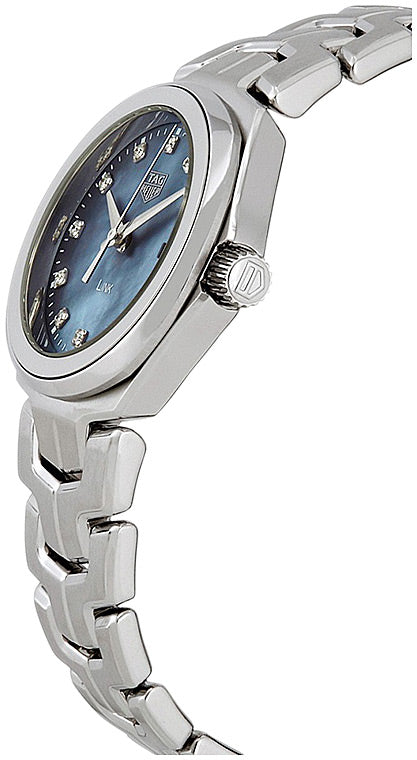 Shop Tag Heuer Link Quartz Diamonds Blue Mother of Pearl Dial Silver Steel Strap Watch for Women - WBC1313.BA0600 in USA