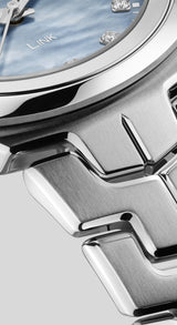 Shop Tag Heuer Link Quartz Diamonds Blue Mother of Pearl Dial Silver Steel Strap Watch for Women - WBC1313.BA0600 in USA