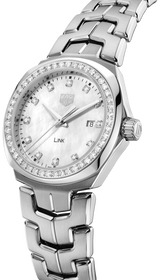 Shop Tag Heuer Link Quartz Diamonds Mother of Pearl Dial Silver Steel Strap Watch for Women - WBC1316.BA0600 in USA