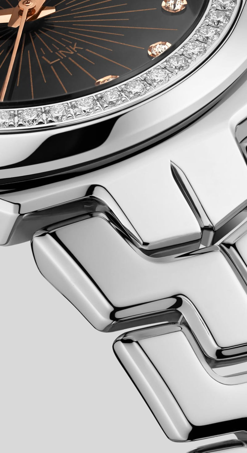 Shop Tag Heuer Link Quartz Diamonds Black Dial Silver Steel Strap Watch for Men - WBC131G.BA0649 in USA
