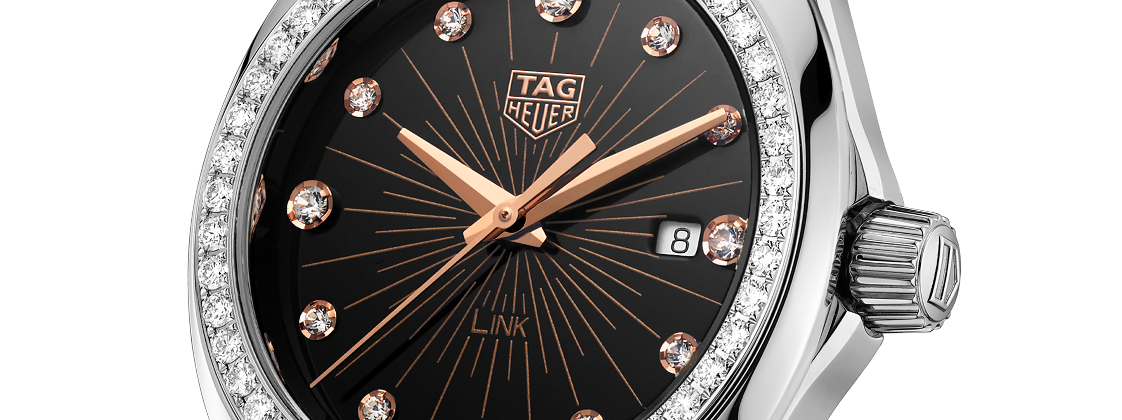 Tag Heuer Link Quartz Diamonds Black Dial Silver Steel Strap Watch for Men - WBC131G.BA0649