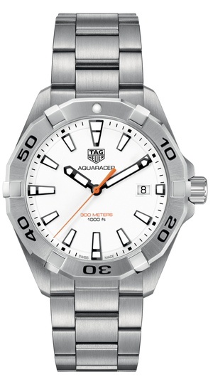 Tag Heuer Aquaracer Quartz White Dial Silver Steel Strap Watch for Men - WBD1111.BA0928
