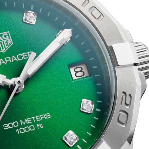 Shop Tag Heuer Aquaracer Diamonds Emerald Green Dial Watch for Women - WBD1316.BA0740 in USA