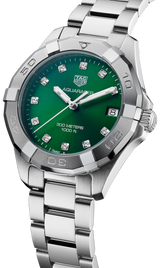 Tag Heuer Aquaracer Diamonds Emerald Green Dial Silver Steel Strap Watch for Women - WBD1316.BA0740 Buy Now By Tag Heuer