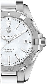 Shop Tag Heuer Aquaracer Mother of Pearl Dial Silver Steel Strap Watch for Women - WBD131A.BA0748 in USA