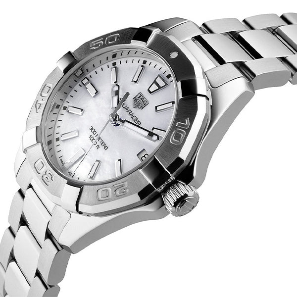 Shop Tag Heuer Aquaracer Mother of Pearl Dial Silver Steel Strap Watch for Women - WBD131A.BA0748 in USA