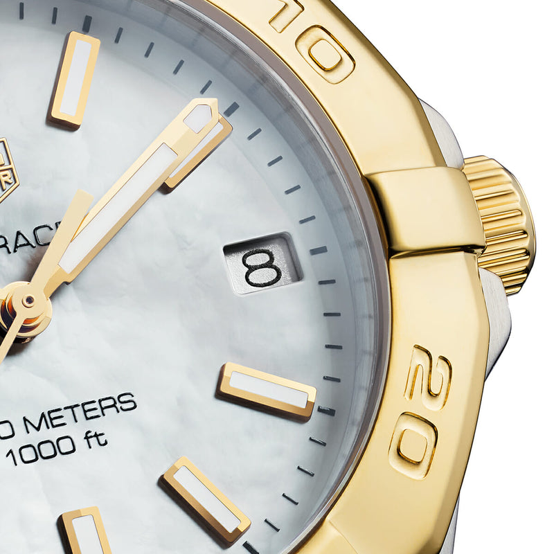 Shop Tag Heuer Aquaracer Mother of Pearl Dial Two Tone Steel Strap Watch for Women - WBD1320.BB0320 in USA