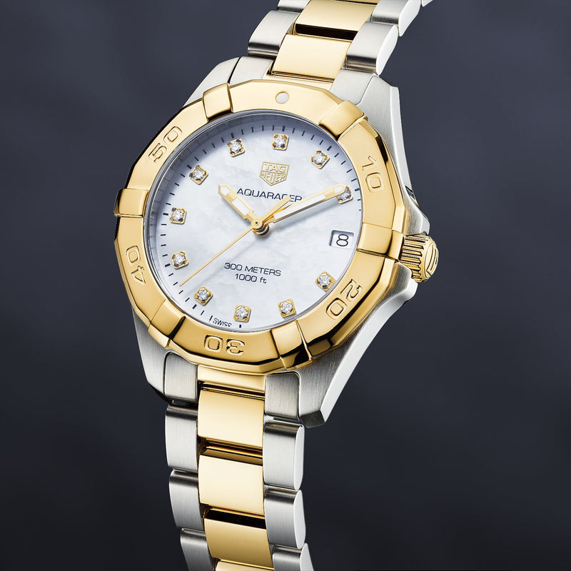 Shop Tag Heuer Aquaracer White Mother of Pearl Dial Watch for Women - WBD1322.BB0320 in USA