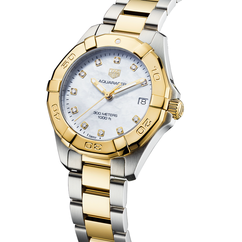 Shop Tag Heuer Aquaracer White Mother of Pearl Dial Watch for Women - WBD1322.BB0320 in USA
