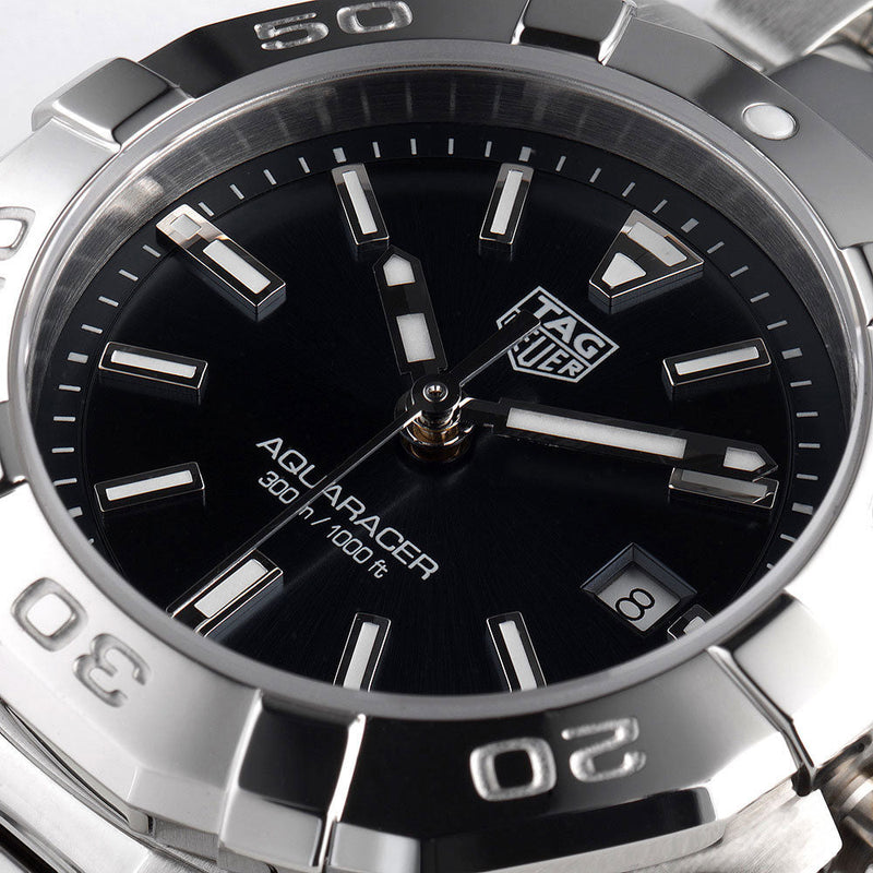 Shop Tag Heuer Aquaracer Quartz Black Dial Silver Steel Strap Watch for Women - WBD1410.BA0741 in USA