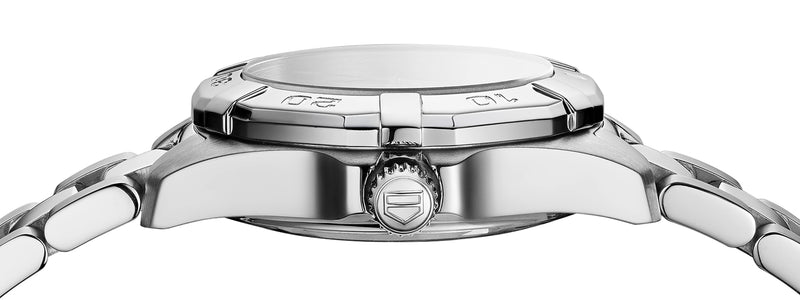 Shop Tag Heuer Aquaracer Quartz Black Dial Silver Steel Strap Watch for Women - WBD1410.BA0741 in USA