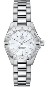 Tag Heuer Aquaracer Quartz Mother of Pearl White Dial Silver Steel Strap Watch for Women - WBD1411.BA0741 Buy Now By Tag Heuer