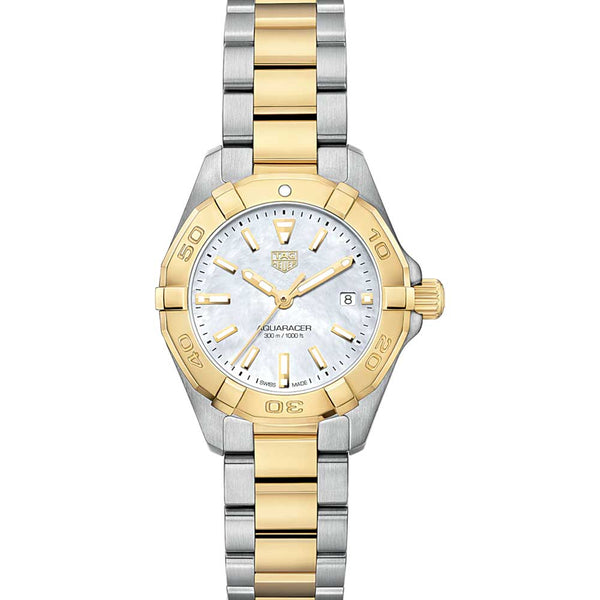 Shop Tag Heuer Aquaracer Diamonds Mother of Pearl Dial Two Tone Steel Strap Watch for Men - WBD1422.BB0321 in USA