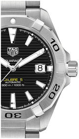 Shop Tag Heuer Aquaracer Automatic Caliber 5 Black Dial Silver Steel Strap Watch for Men - WBD2110.BA0928 in USA