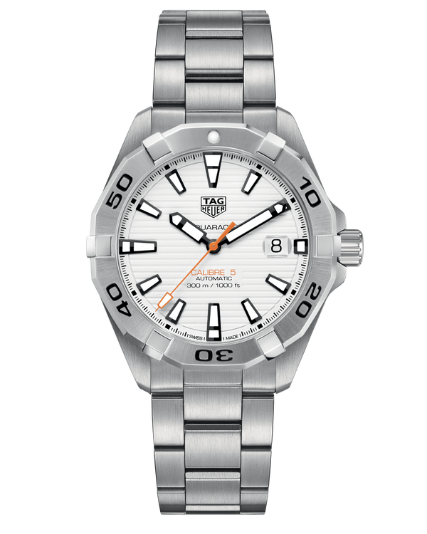 Shop Tag Heuer Aquaracer Automatic White Dial Silver Steel Strap Watch for Men - WBD2111.BA0928 in USA