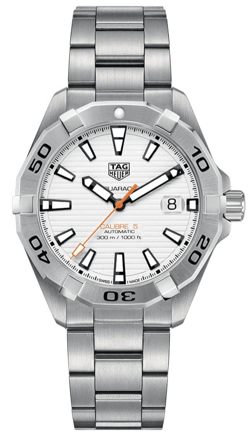 Shop Tag Heuer Aquaracer Automatic White Dial Silver Steel Strap Watch for Men - WBD2111.BA0928 in USA