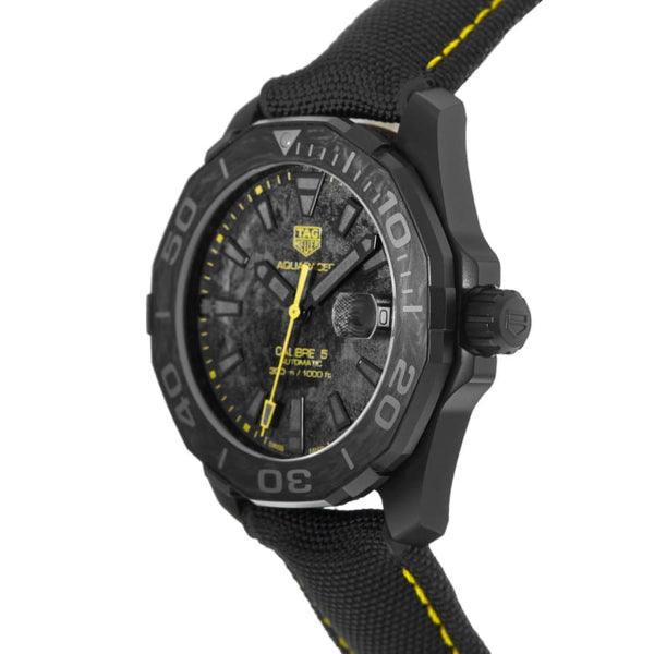 Tag Heuer Aquaracer Calibre 5 Black NATO Strap Carbon Dial Watch for Men - WBD218B.FC6446 Buy Now By Tag Heuer