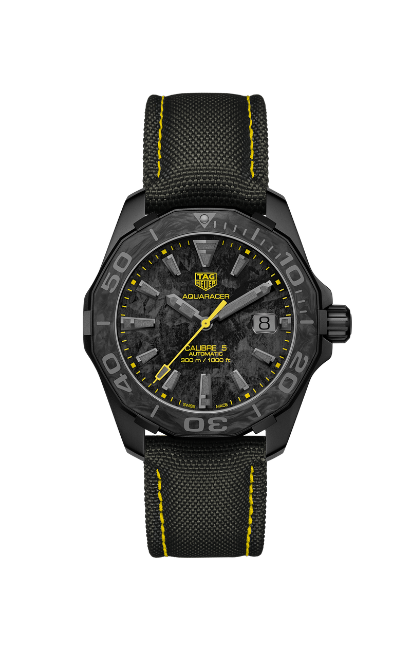 Tag Heuer Aquaracer Calibre 5 Black NATO Strap Carbon Dial Watch for Men - WBD218B.FC6446 Buy Now By Tag Heuer
