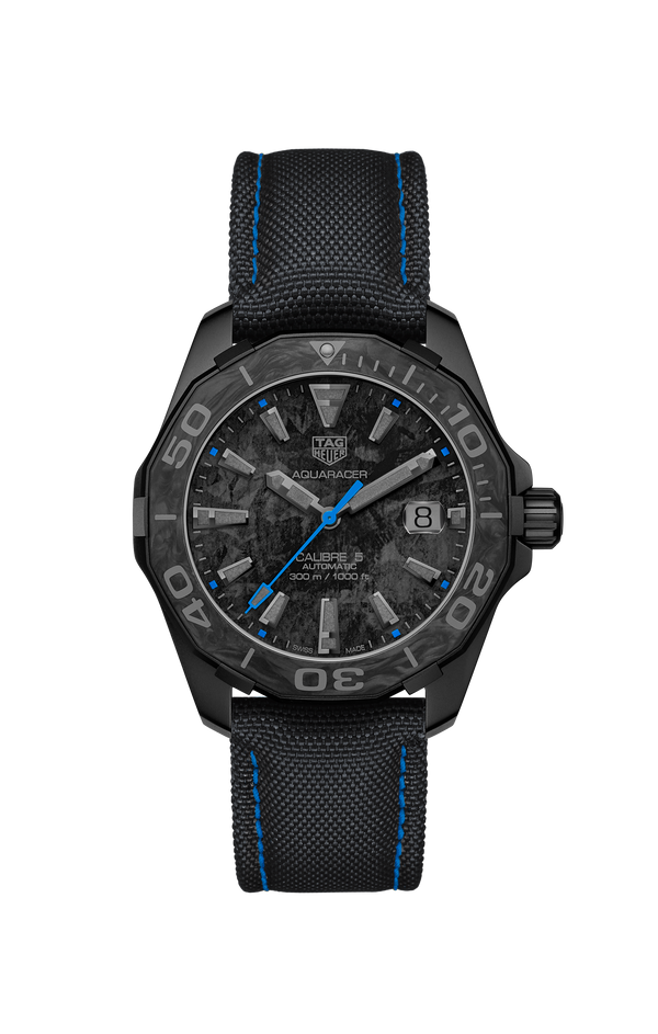 Tag Heuer Aquaracer Calibre 5 Black Nylon Strap Carbon Dial Watch for Men -  WBD218C.FC6447