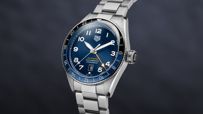 Tag Heuer Autavia Cosc GMT Automatic Blue Dial Silver Steel Strap Watch for Men - WBE511A.BA0650 Buy Now By Tag Heuer