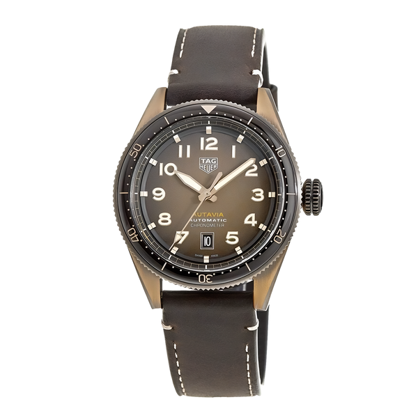 Tag Heuer Autavia Brown Dial Brown Leather Strap Watch for Men - WBE5191.FC8276