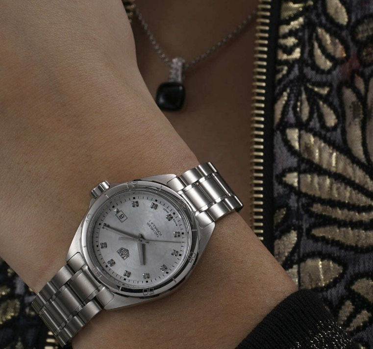 Shop Tag Heuer Formula 1 White Mother of Pearl Dial Silver Steel Strap Watch for Women - WBJ1319.BA0666 in USA