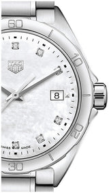 Shop Tag Heuer Formula 1 White Mother of Pearl Dial Silver Steel Strap Watch for Women - WBJ1319.BA0666 in USA
