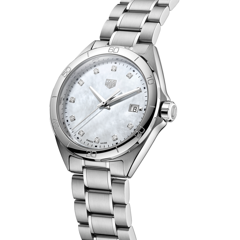 Shop Tag Heuer Formula 1 White Mother of Pearl Dial Silver Steel Strap Watch for Women - WBJ1319.BA0666 in USA