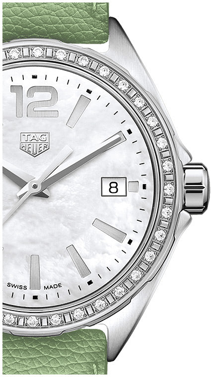 Tag Heuer Formula 1 Quartz Diamonds Mother of Pearl Dial Green Leather Strap Watch for Women - WBJ131A.FC8249 Buy Now By Tag Heuer