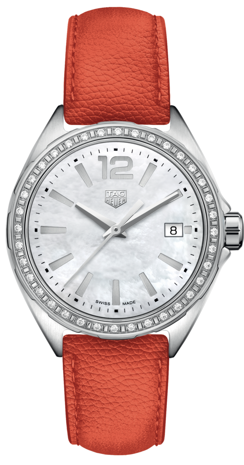 Tag Heuer Formula 1 Quartz Diamonds Mother of Pearl Dial Orange Leather Strap Watch for Women - WBJ131A.FC8250 Buy Now By Tag Heuer