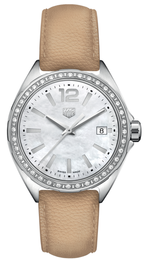 Tag Heuer Formula 1 Quartz Diamonds Mother of Pearl Dial Beige Leather Strap Watch for Women - WBJ131A.FC8254