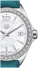Shop Tag Heuer Formula 1 Quartz Diamonds Mother of Pearl Dial Blue Leather Strap Watch for Women - WBJ131A.FC8256 in USA