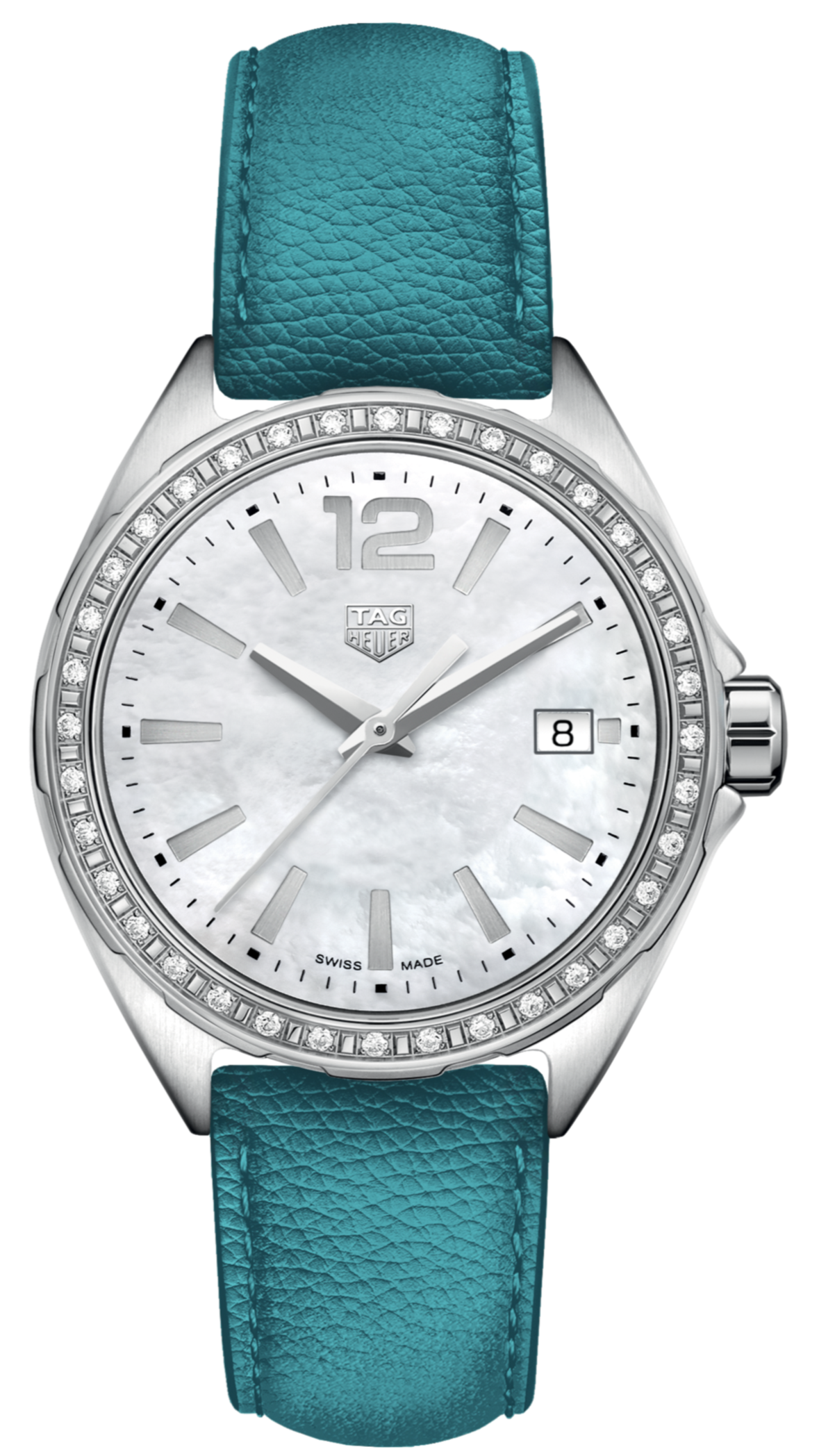 Tag Heuer Formula 1 Quartz Diamonds Mother of Pearl Dial Blue Leather Strap Watch for Women - WBJ131A.FC8256