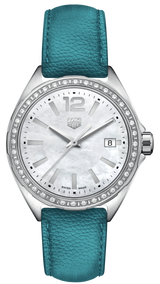 Shop Tag Heuer Formula 1 Quartz Diamonds Mother of Pearl Dial Blue Leather Strap Watch for Women - WBJ131A.FC8256 in USA