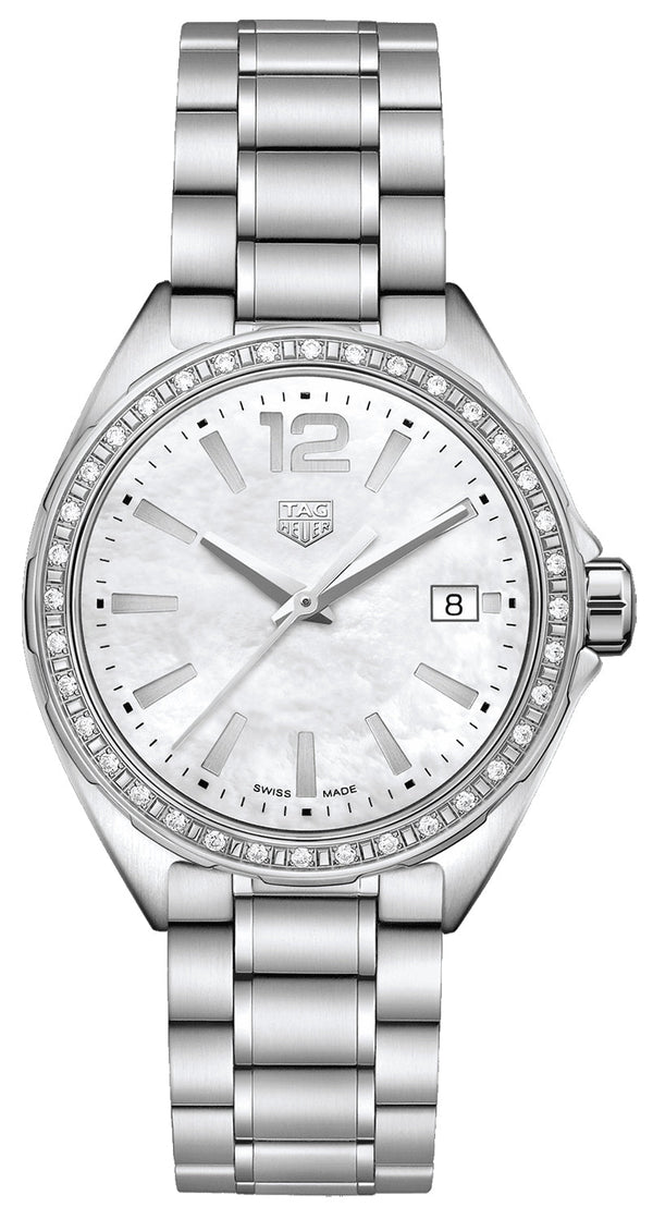 Shop Tag Heuer Formula 1 Quartz Diamonds Mother of Pearl Dial Silver Steel Strap Watch for Women - WBJ131A.BA0666 in USA