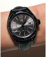 Shop Tag Heuer Formula 1 Quartz Black Dial Black Leather Strap Watch for Women - WBJ1414.FC8234 in USA