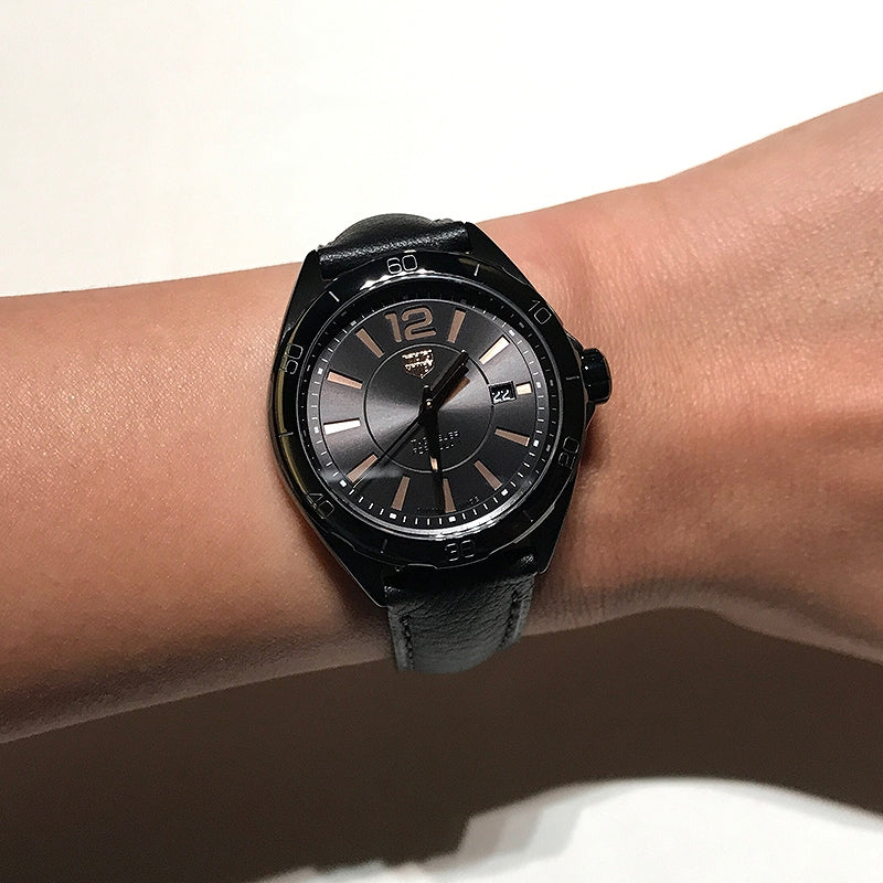 Shop Tag Heuer Formula 1 Quartz Black Dial Black Leather Strap Watch for Women - WBJ1414.FC8234 in USA
