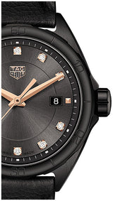 Shop Tag Heuer Formula 1 Diamonds Black Dial Black Leather Strap Watch for Women - WBJ1417.FC8234 in USA