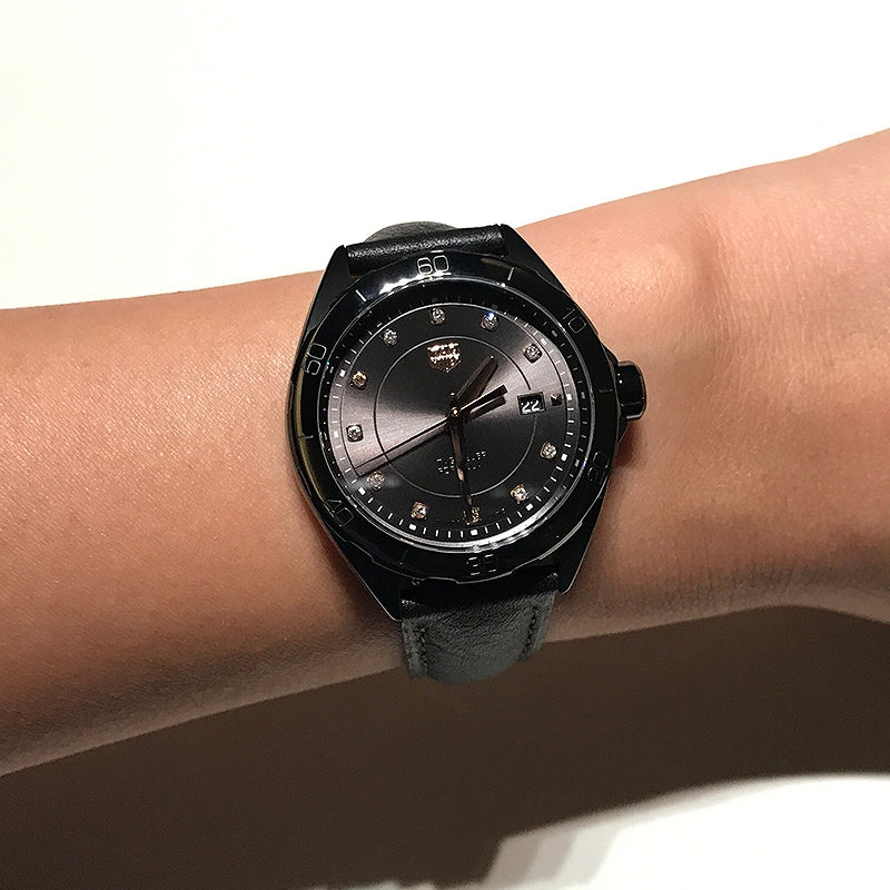 Shop Tag Heuer Formula 1 Diamonds Black Dial Black Leather Strap Watch for Women - WBJ1417.FC8234 in USA