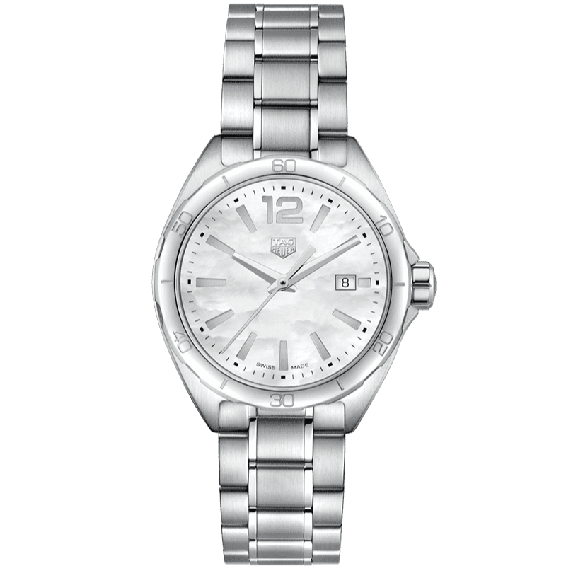 Shop Tag Heuer Formula 1 Quartz Mother of Pearl White Dial Silver Steel Strap Watch for Women - WBJ1418.BA0664 in USA