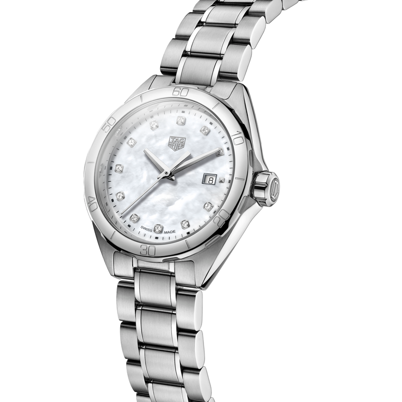 Shop Tag Heuer Formula 1 Diamonds Mother Of Pearl White Dial Silver Steel Strap Watch for Women - WBJ1419.BA0664 in USA