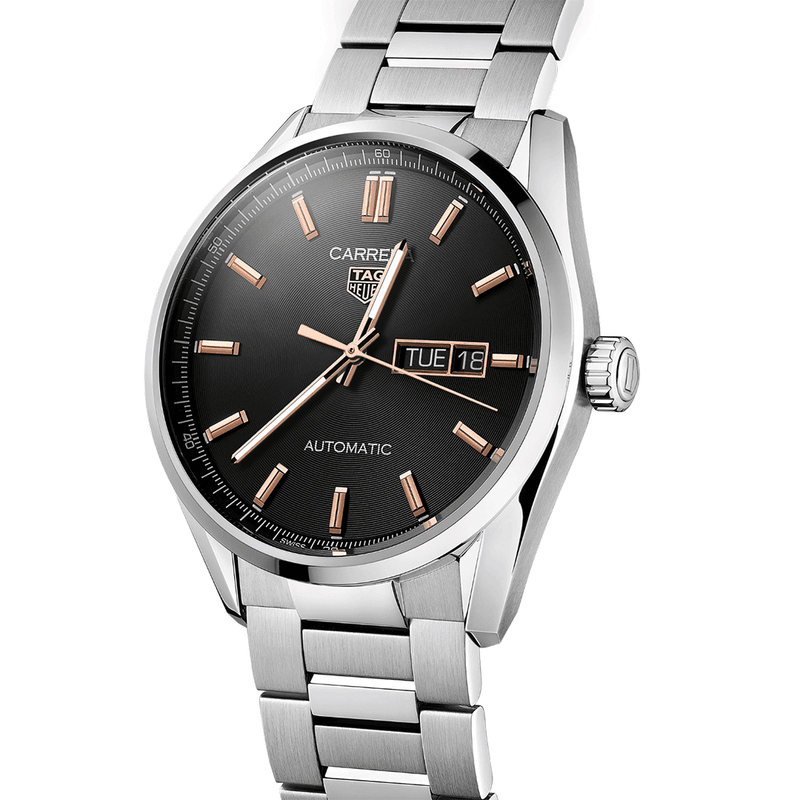 Tag Heuer Carrera Calibre 5 Automatic Black Dial Silver Steel Strap Watch for Men - WAR201C.BA0723 Buy Now By Tag Heuer
